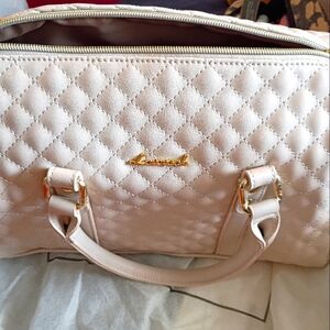 Cream Quilted Satchel with Gold Hardware With Duster Bag